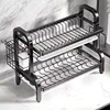 Dish Drying Rack 2-Tier Compact Kitchen Dish Rack Drainboard Set Large Rust-Proof Dish Drainer with Utensil Holder 3