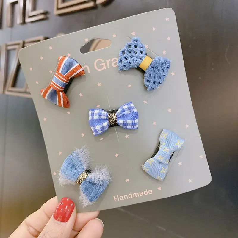 new born baby accessories	 5pcs Cute Cartoon Hair Clip for Baby Girls Mini Bowknot Barrettes Lace Hairpins Baby Hair Accessories заколки для девочек 2022 Baby Accessories best of sale Baby Accessories