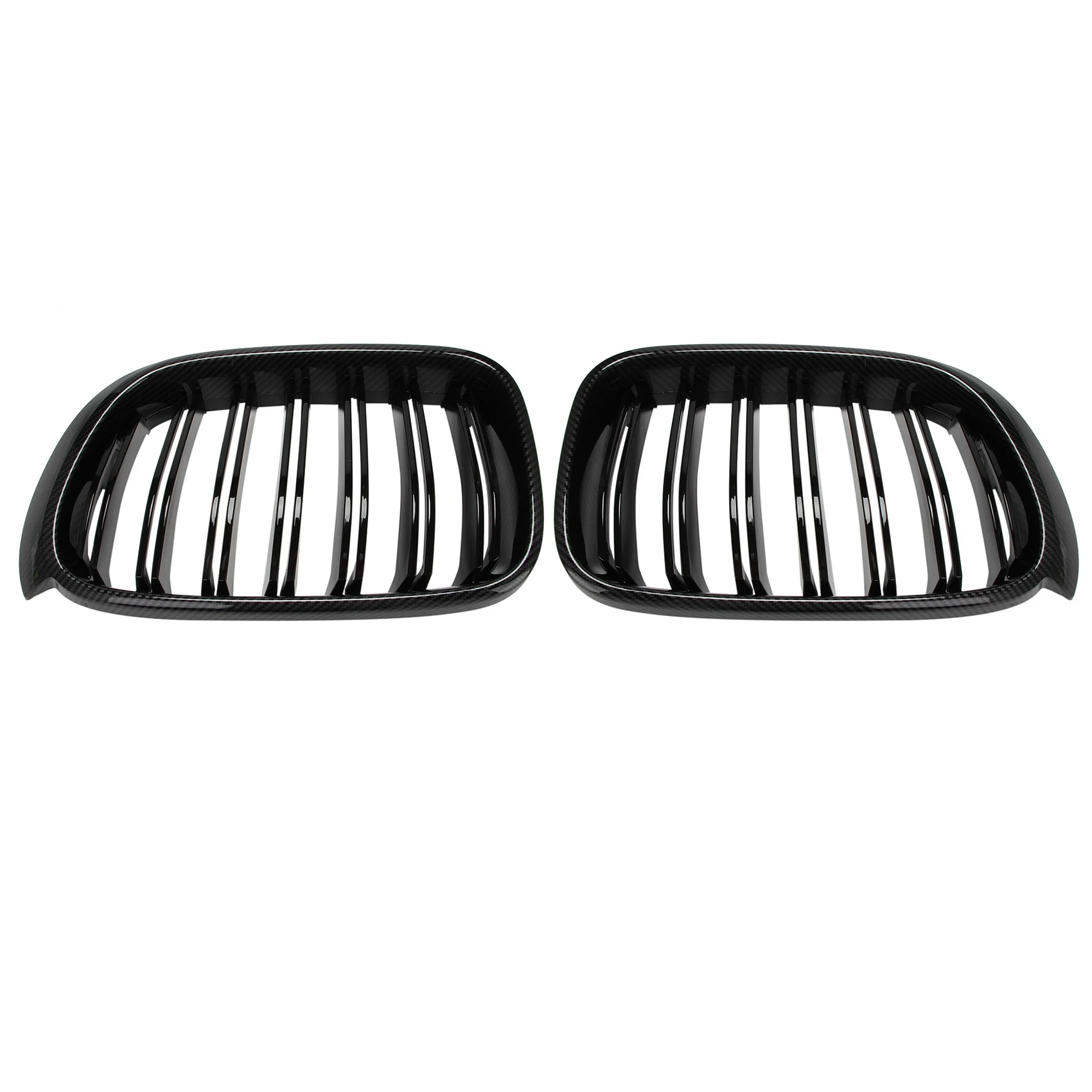 

Front Bumper Kidney Grille Dual Line Mesh Grille for-BMW X3 X4 F25 F26 2014 2015 2016 2017, Carbon Fiber