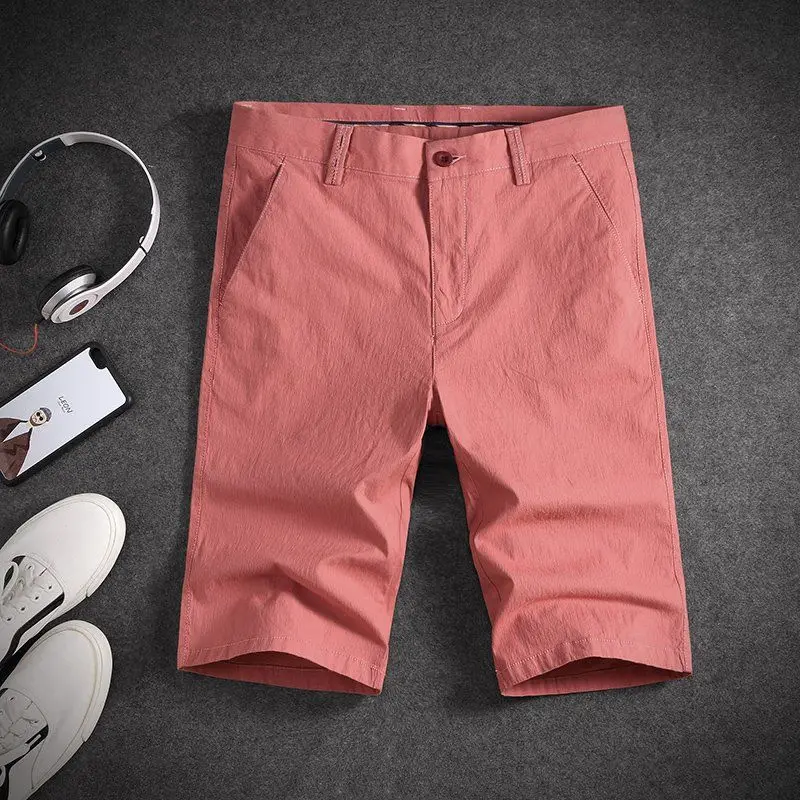 Шорты мужские тонкие однотонные, повседневные модные короткие штаны, с карманами, в Корейском стиле, облегающие прямые, G299, лето 2024