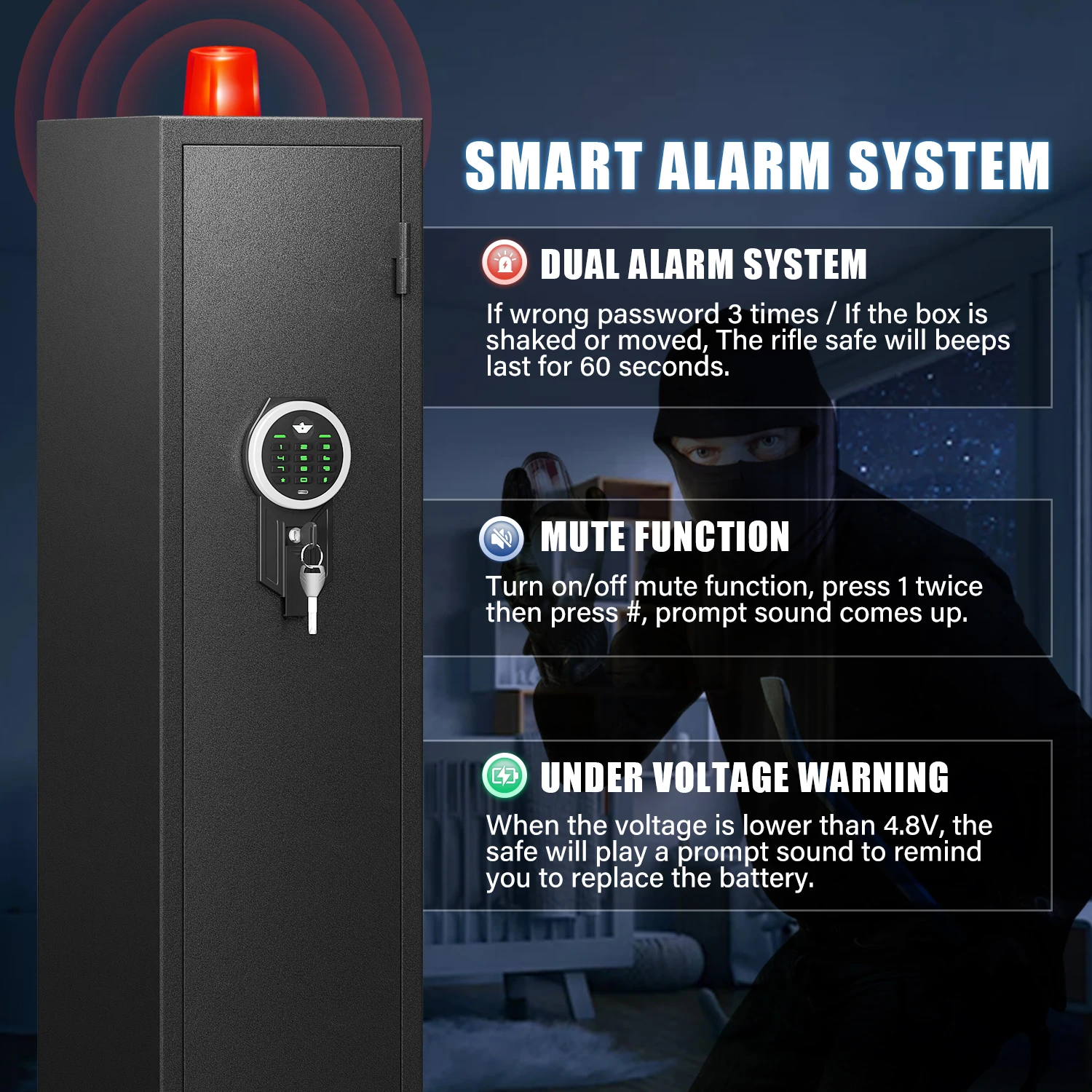 Gun Safe For Rifles And Pistols Biometric Wall Safe (Fingerprint
