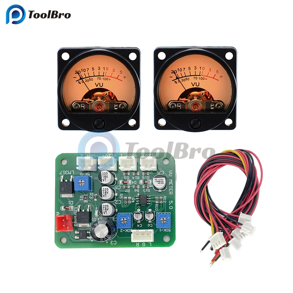 

VU Level Audio Meter Stereo Amplifier Board+2pcs VU Meter 9-12V DC Stereo Amplifier Board Level Indicator with Driver Module