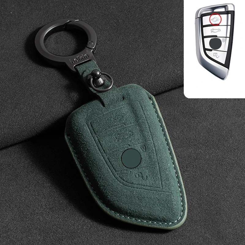 Luxury Suede Car Key Case Cover with Keychain