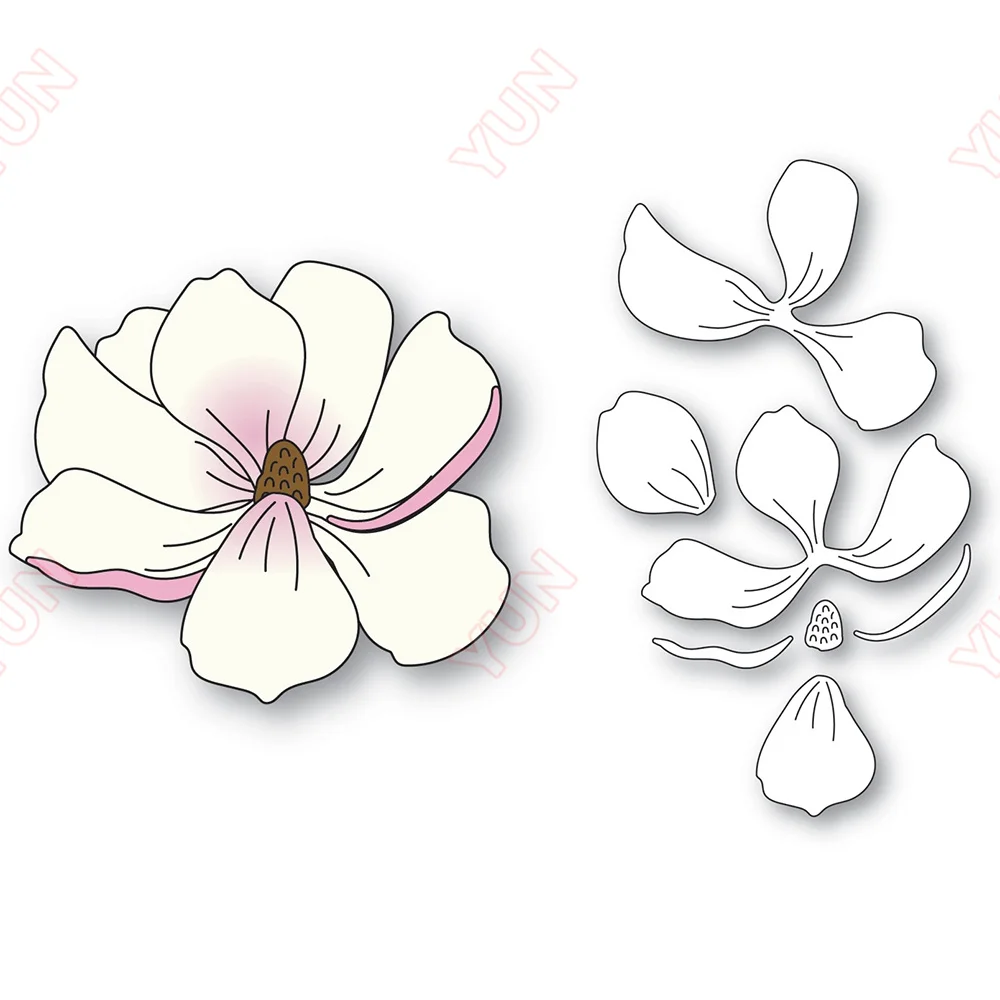 

Magnolia Blossom Shape Metal Cutting Stencil Craft Embossing Template for Diy Scrapbooking Album Decoration