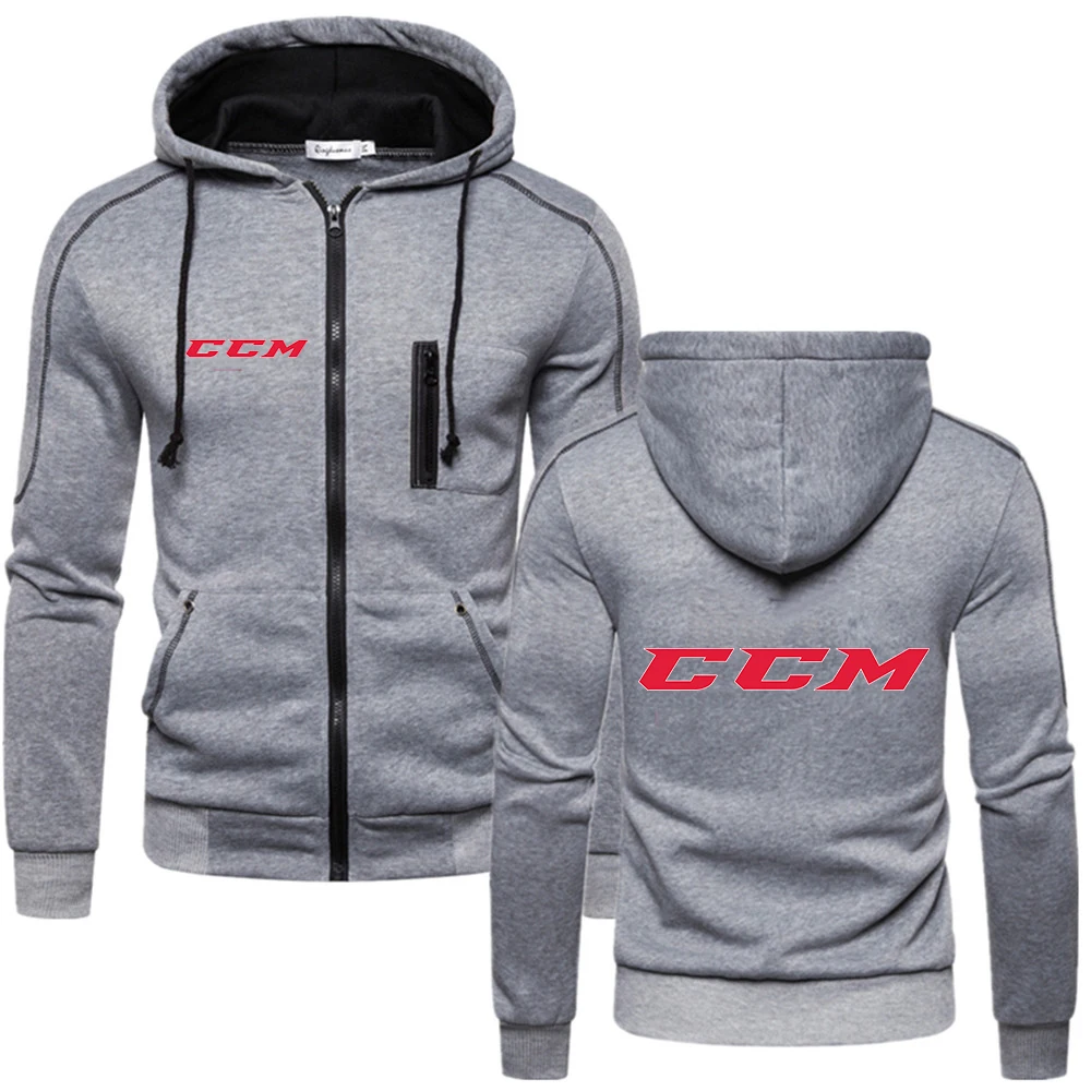 CCM2023 men's spring and autumn cardigan leisure long sleeve solid color zipper hoodie fashion sports hoodie
