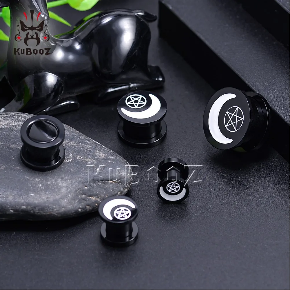 Wholesale Price Acrylic Star Moon Black Ear Tunnels Piercing Body Jewelry Earrings Plugs Gauges Expanders Stretchers 32PCS
