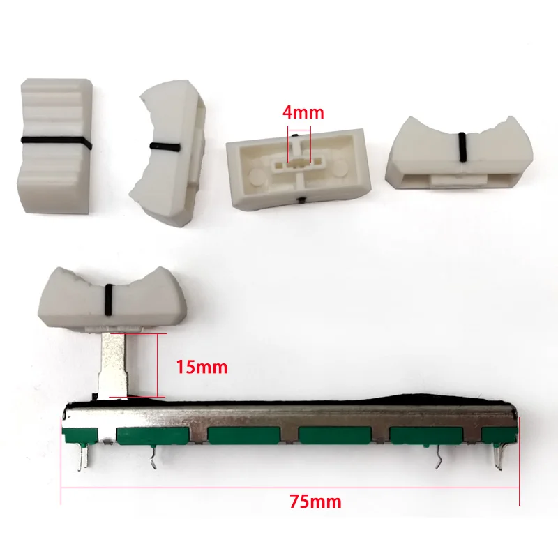 2Pcs Pioneer Potenziometro Scorrevole Push Rod B10K Pioneer Djm 400 500 600 Mixer Volume Push Rod Cappello Bianco