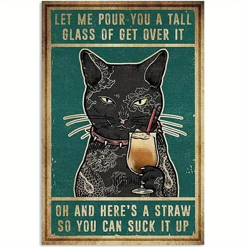 

Metal Tin Sign,Funny Cat Metal Tin Signs Vintage Kitty Kitchen Sign, Outdoor Signs For Home Bathroom, Retro Art Wall Decor -1