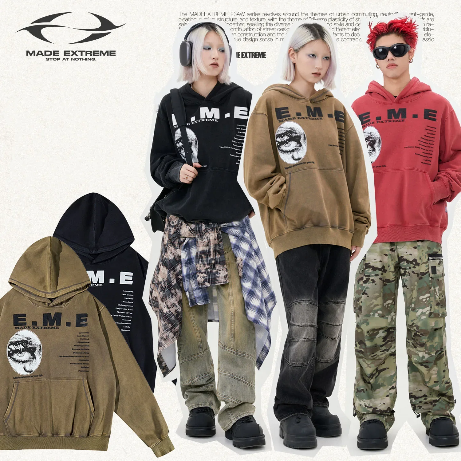 

MADE EXTREME Washed Vintage Hoodies #W202311