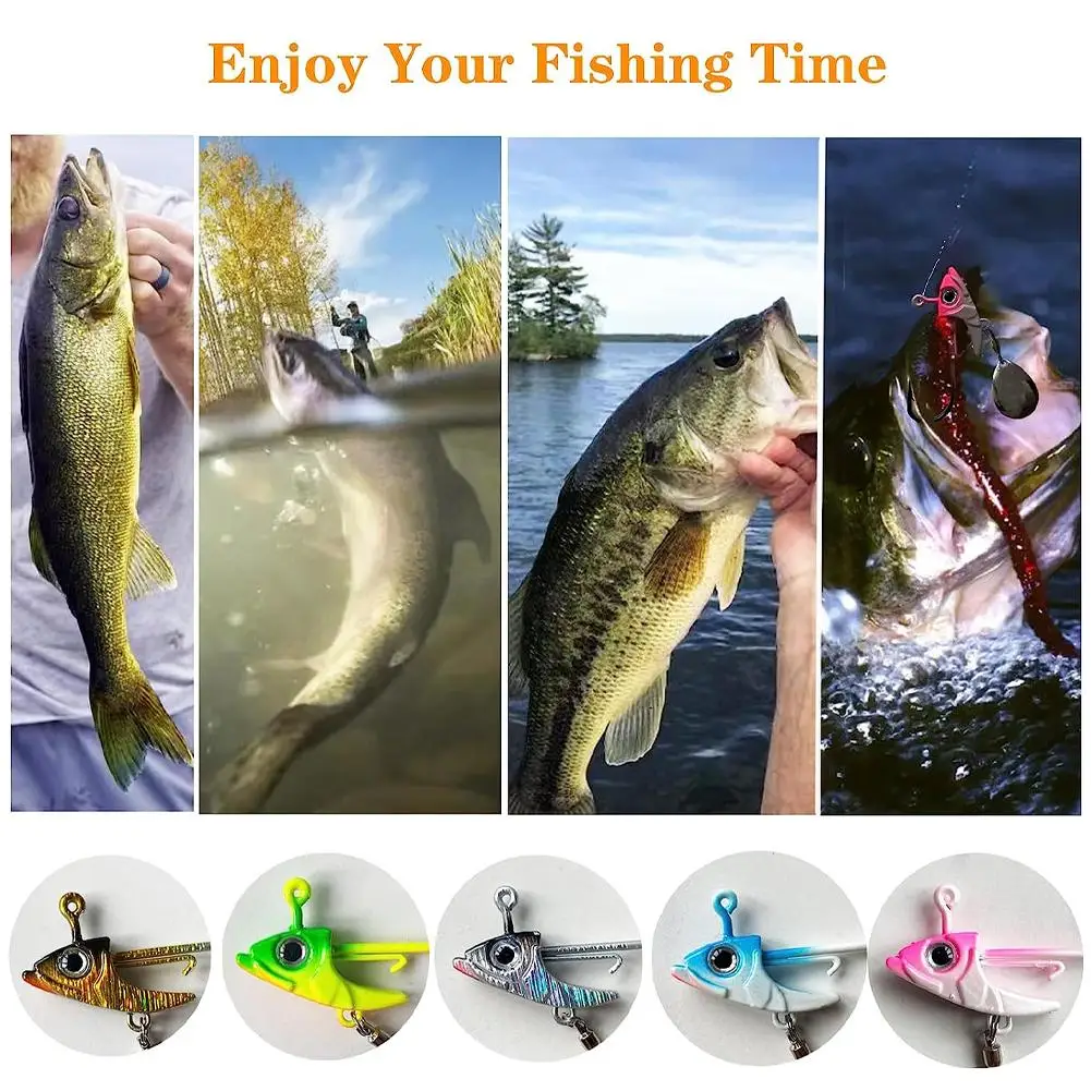 5Pcs Fishing Hooks Jig Heads Swimbait Underspin Jig Heads Hooks With Spinner  Blade For Bass Trout Salmon Saltwater Freshwatec - AliExpress