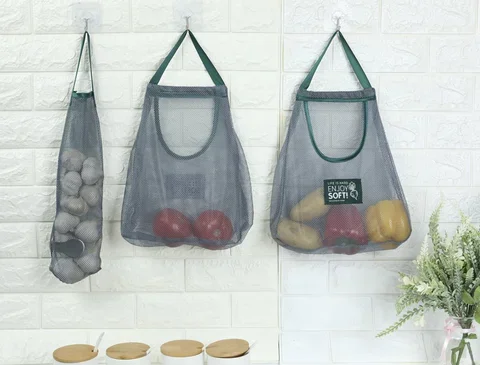 

Hollow Breathable Mesh Kitchen Garlic Ginger Mesh Storage Bags 1PC Reusable Hanging Storage Bags for Vegetable Onion Potato Kit