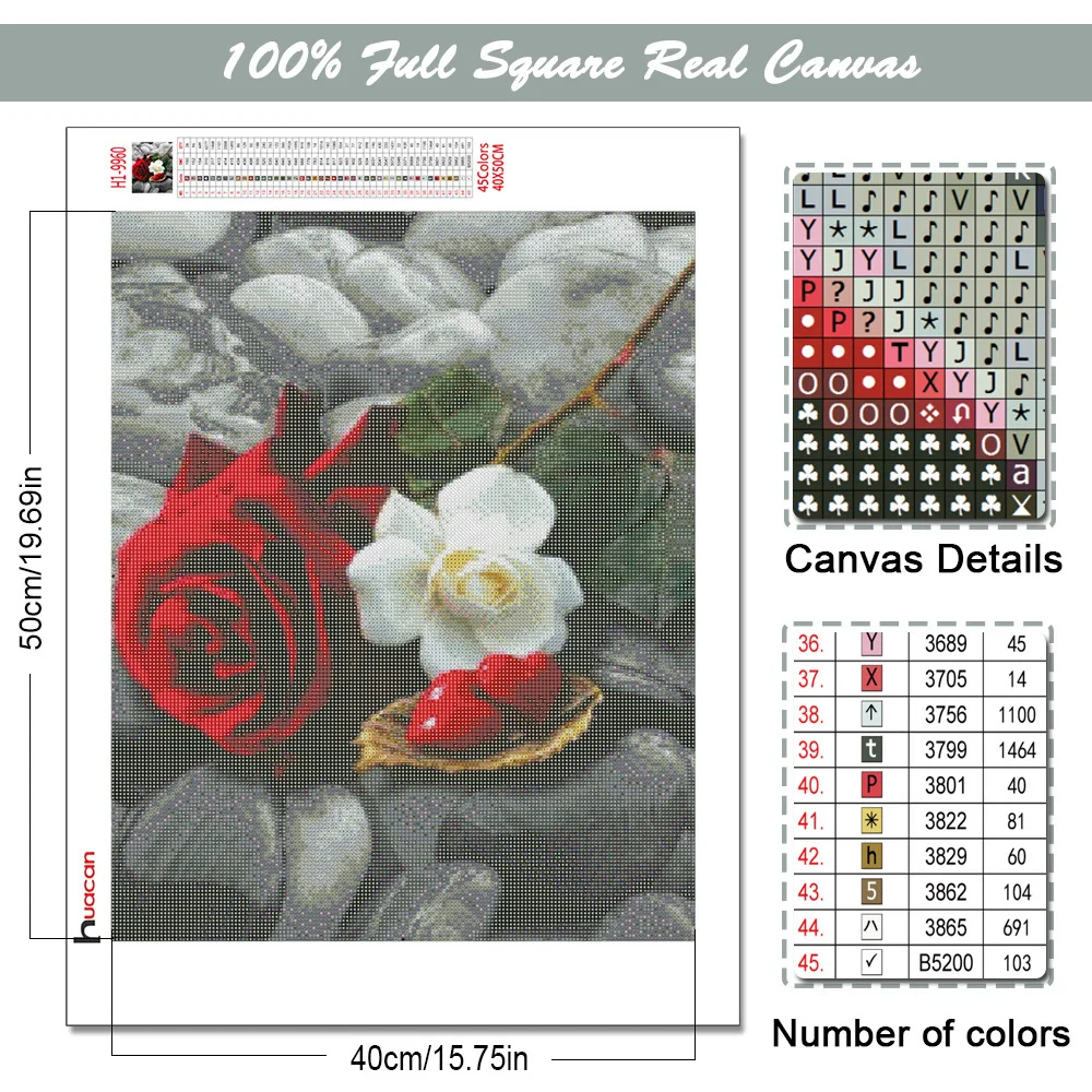 Huacan 5d Diamond Painting Full Square Flower Diamond Embroidery Sale Roses Mosaic Picture Of Rhinestone Home Decor Gift