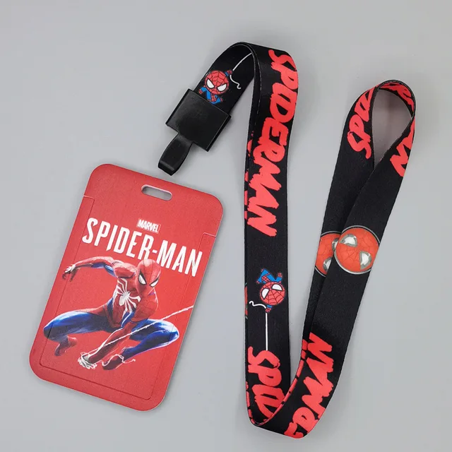 Marvel Movie Characters Card Cover Captain America Spiderman Super Heroes ABS Card Holder Student Campus Card Hanging Lanyard ID Xhmw11