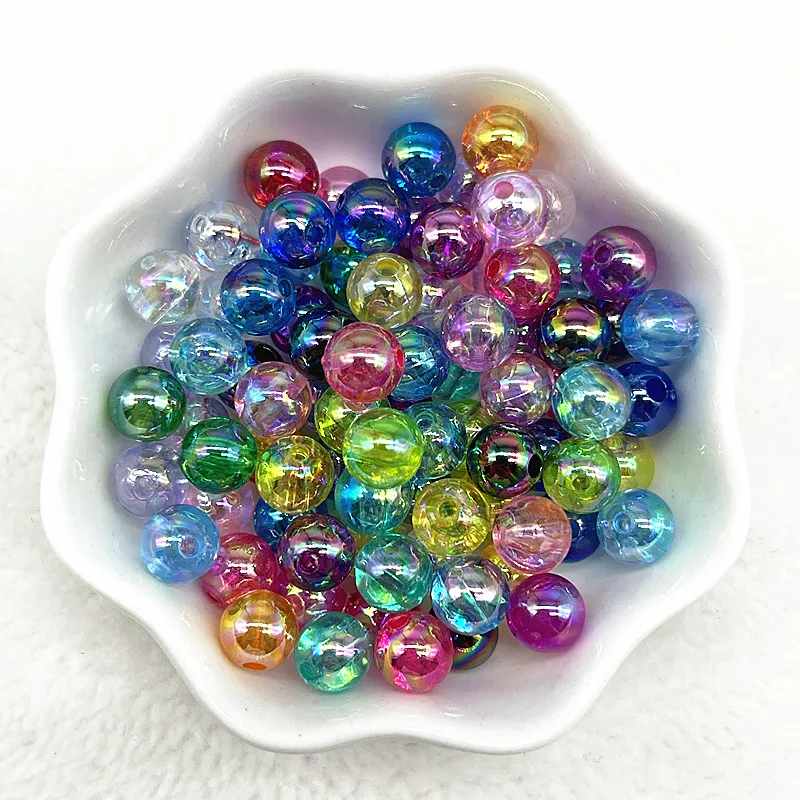 Spacer beads 50pcs 8mm mixed colour AB round acrylic for jewelry making DIY handmade bracelets accessories