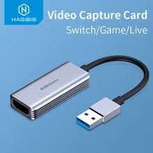 Hagibis Video Capture Card USB 3.0 4K HDMI-compatible Video Game Grabber Record for PS4 Camcorder Switch Live Broadcast Camera