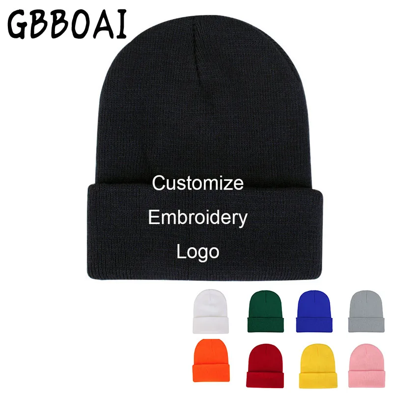 Custom Logo Men Winter Hat Embroidery Letters Knitted Ladies Hats