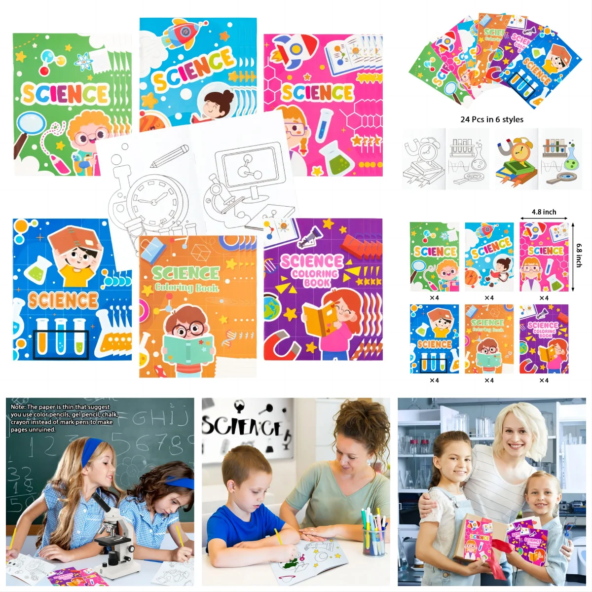 DIY Coloring Book Filling the Ocean Animal/Woodland/Science Theme Pattern Color Book Drawing Atlas Book For School Teaching Supp 5