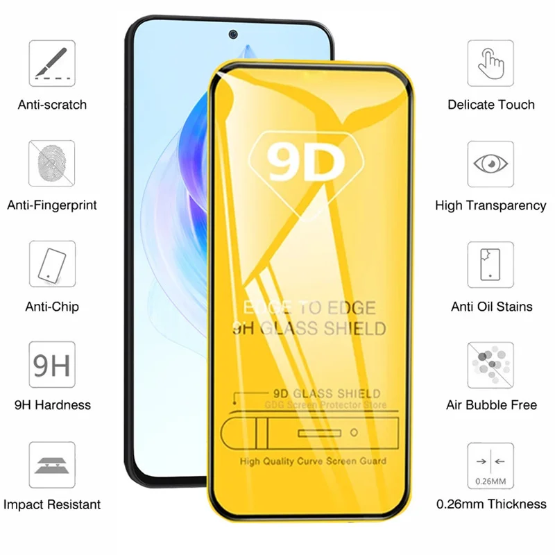 4-Pack 9D Full Cover Tempered Glass Screen Protector - Clear HD Protection