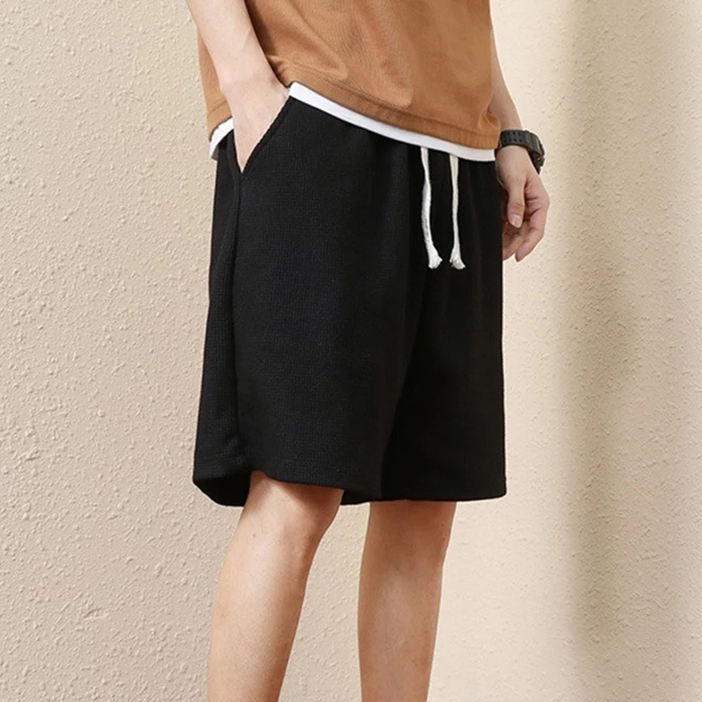 

Шорты-бермуды мужские с вафельным принтом, свободные прямые пляжные шорты, модная повседневная Уличная одежда, дышащие тонкие спортивные, лето