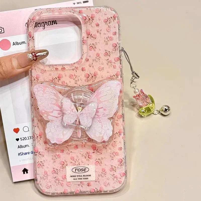 الكورية لطيف الكرتون الدورية فراشة قبضة حامل هاتف...