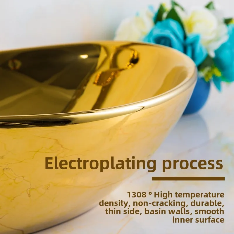 Big gold leaf pure gold wash basin hotel art basin bathroom creative wash