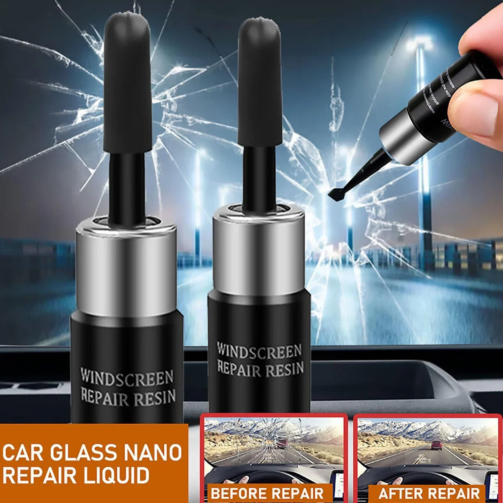 Car Windshield Glass Cracked Repair Agent Window Glass Scratch Nano Repairing Set Crack Restore Traceless Curing Glue Tools