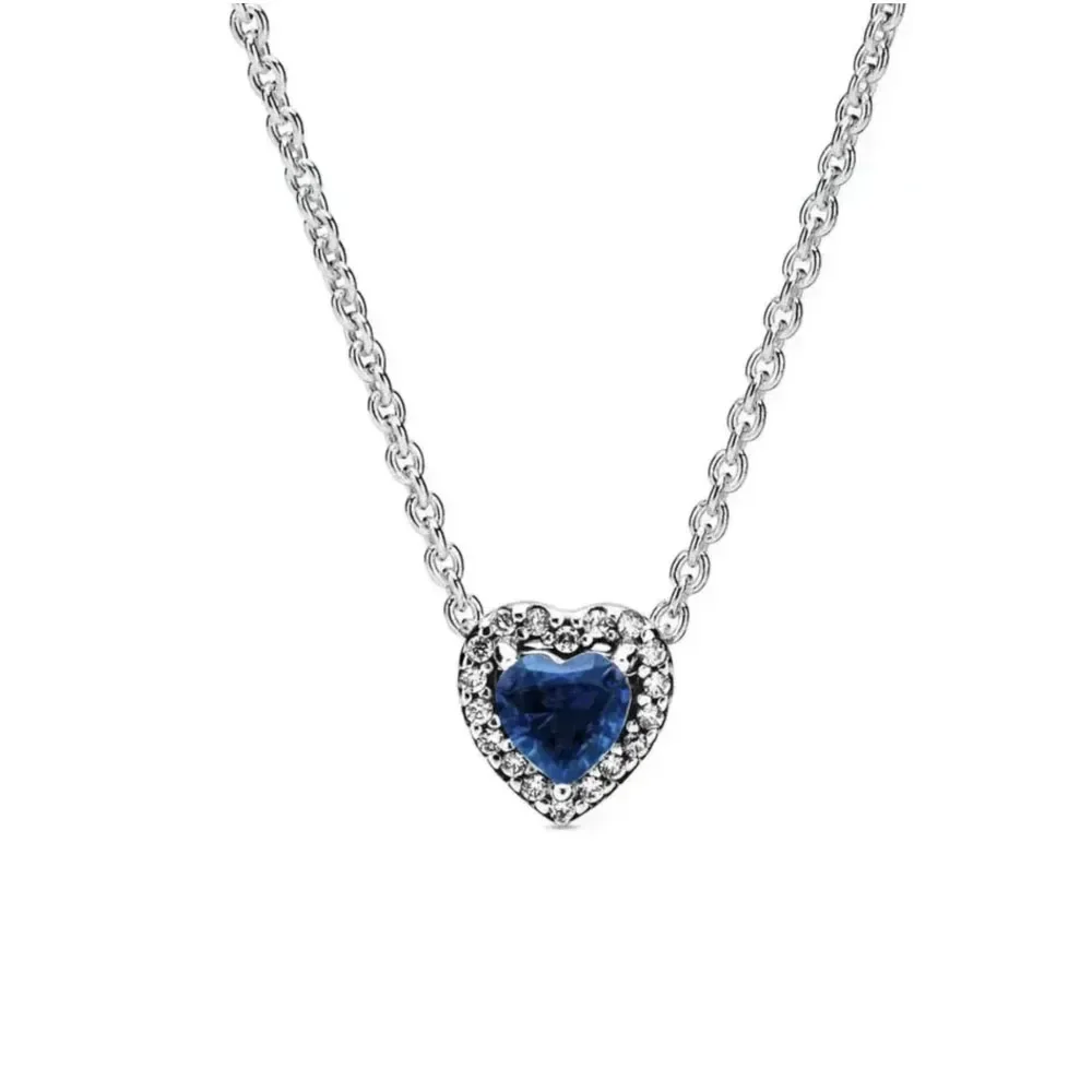 Pendant necklace colorful heart shaped pendants necklace 925 sterling silver elevated heart necklace lover's holiday fine jewelry gift