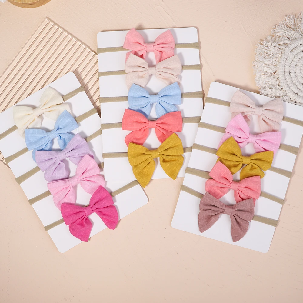 

5Pcs/Set Cotton Kids Bows Headband for Baby Girls Nylon Elastic Hairband Newborn Toddle Headwear Hair Accessories Gift Wholesale