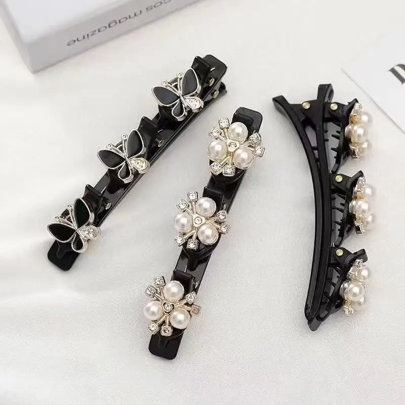 Funkelnde Kristall-Strass-geflochtene Haar-Kleeblatt-Clips für dickes, dünnes Haar, Mädchen/Frauen, geflochtene Haarnadeln, Haar-Styling-Zubehör – Detail 31