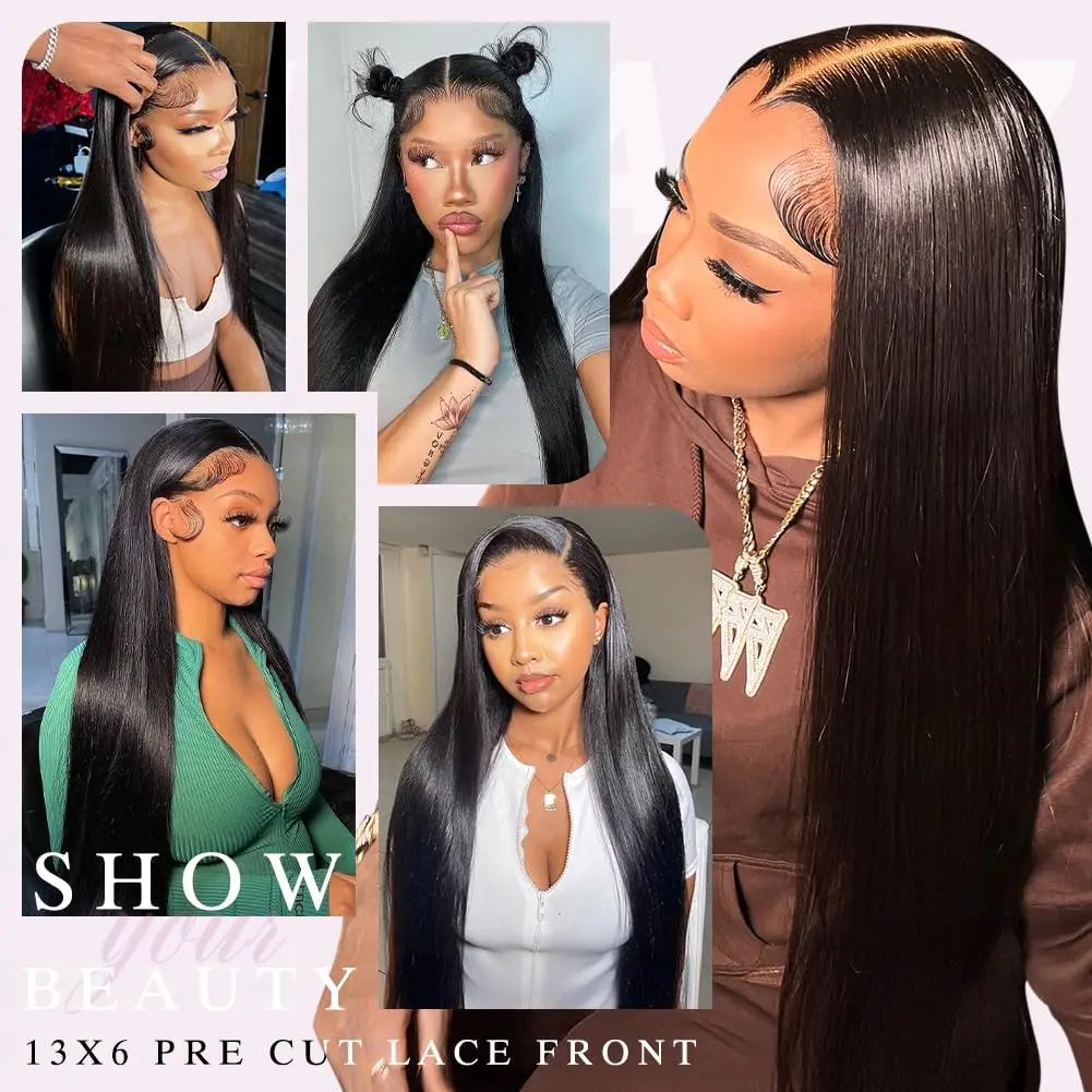13x6 HD Lace Front Wigs Human Hair Pre Plucked Pre Bleached Pre Cut Glueless Wig Human Hair for Women 24inch 250% Density