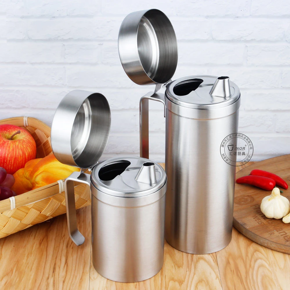 Stainless Steel Oil Jug Sauce Vinegar Drip-proof Dust Box Organizer Kitchen Tools Coffee Pot stainless steel oil pot