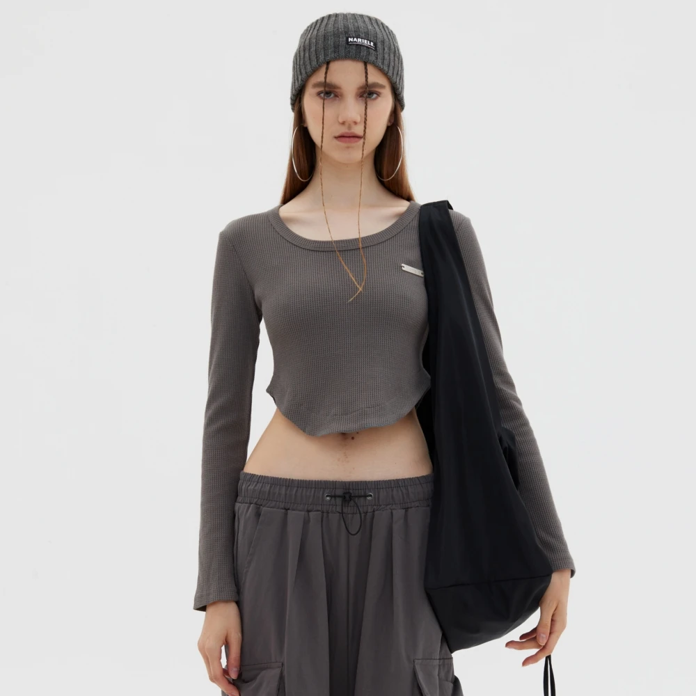 

Basic Solid Long Sleeve O-neck Summer Crop Tops T-shirts for Women Girls Casual Slim Fitness Cotton Shirts Y2k Clothes Pullovers