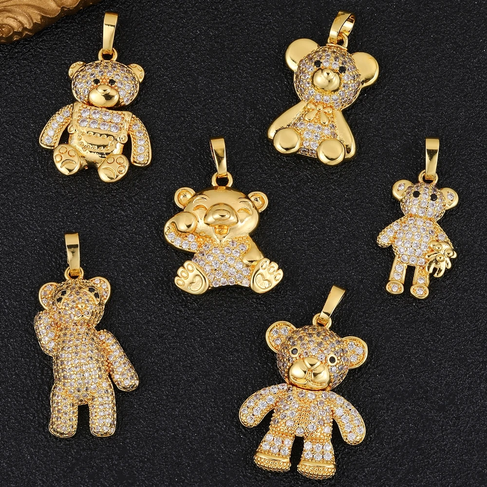 Juya DIY 18 Karat echt vergoldet cz Kupfer Leopard Panda Bär Tiger Charms für handgemachte Weihnachten Frauen Anhänger Schmuck herstellung – Detail 9