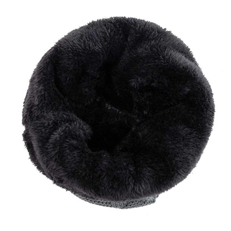 New Unisex Warm Winter Hat Fashion M Letter Label Knitted Hats For Men & Women Add Fur Lined Thick Ski Beanie Bonnet Cap