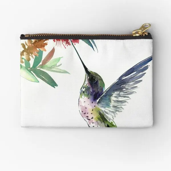 

Hummingbird And Flower Zipper Pouches Pure Men Storage Underwear Bag Pocket Money Cosmetic Key Women Small Packaging Coin