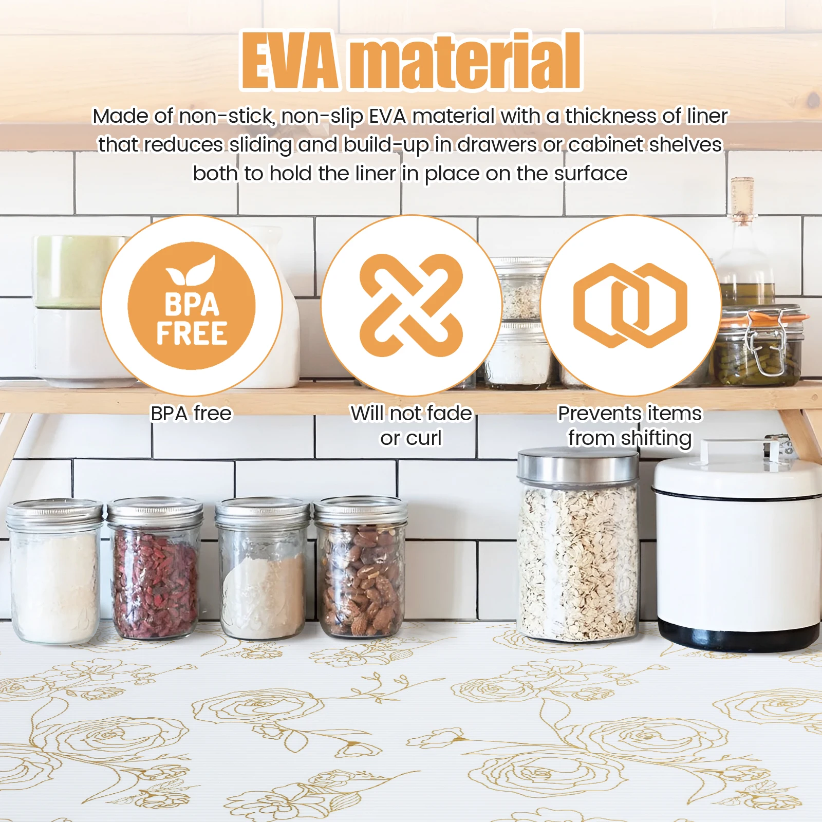 Waterproof EVA Drawer Liners Shelf Mats for Kitchen Cabinets