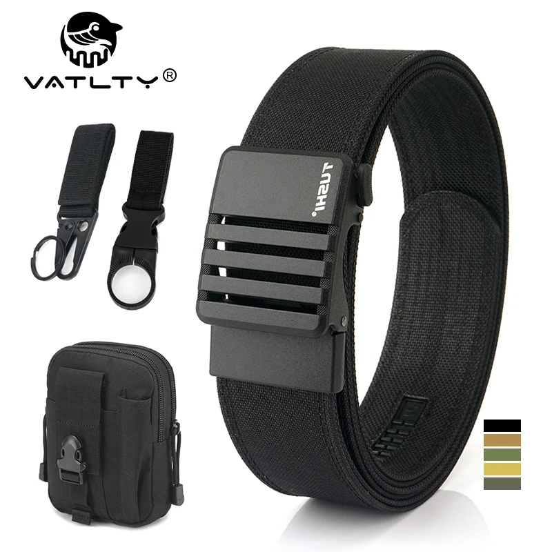 VATLTY 4.3cm Tactical Automatic Belt for Men Thick Nylon Police Duty Military Belt Metal Auto Buckle Casual Waistband Male IPSC