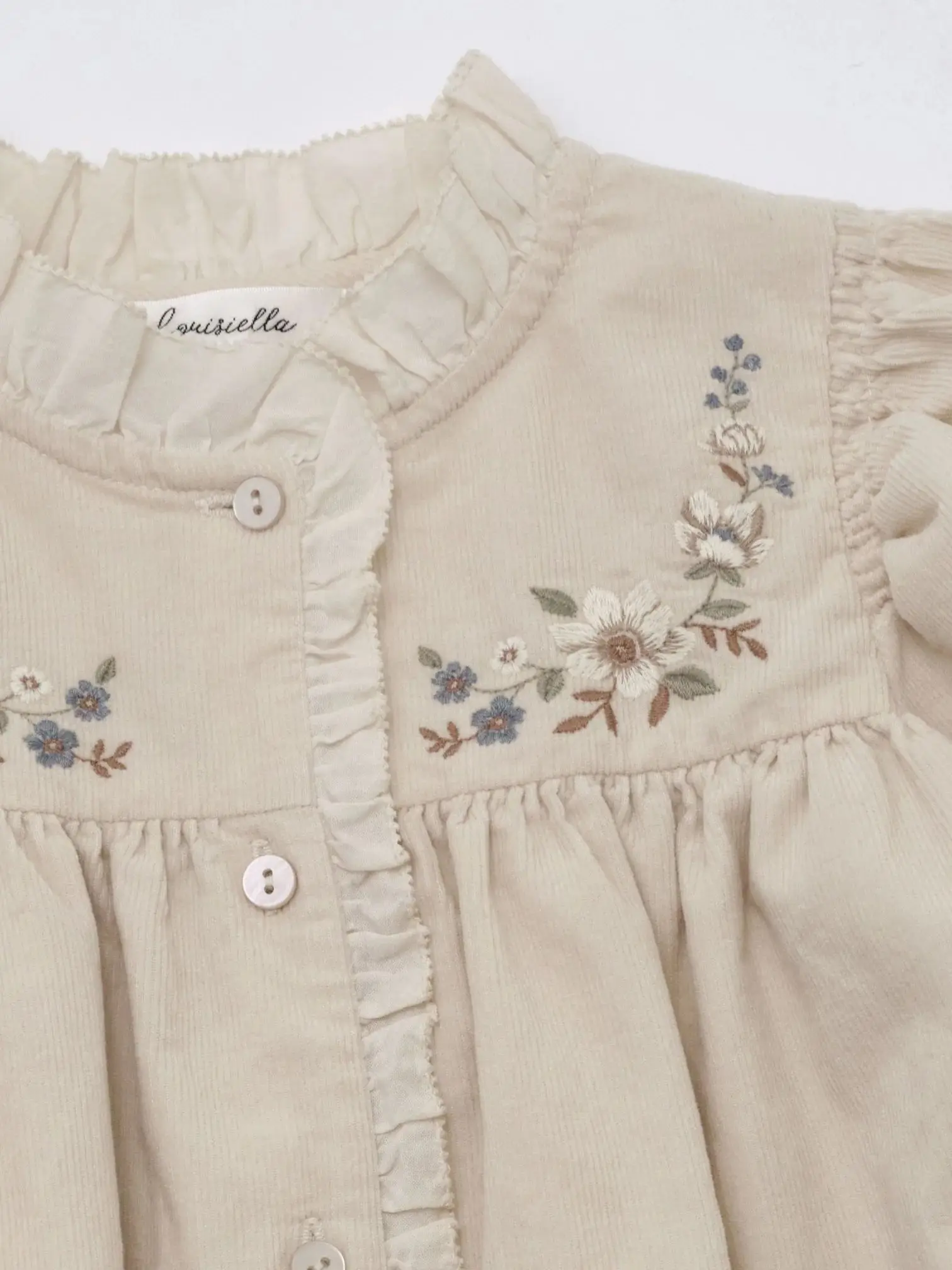 Lou Autumn Winter Long Sleeve Girls Dress Floral Striped Pricess Lace Dresses for Birthday Party