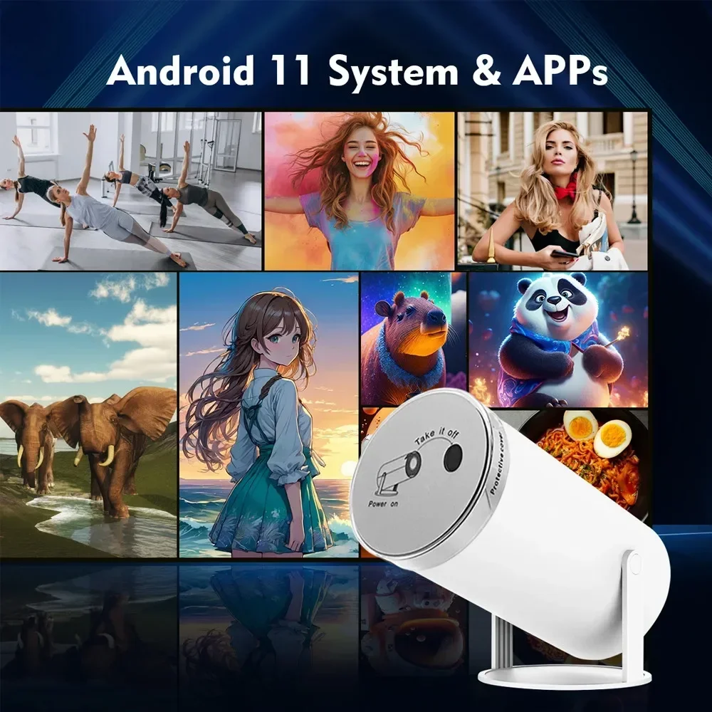 DITONG HY300 Plus Android 4K 1280*720P Dual Wifi 300ANSI Video Cinema Outdoor Portable Home HD LED Projector