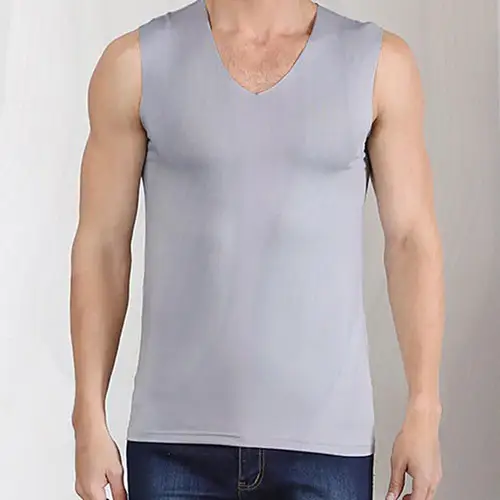 M-5XL 남성용 민소매 V넥 조끼, 속건성 아이스 실크 조끼, 탱크 탑, 통기성 피트니스, 오버사이즈 얇은 여름 상의 티 3