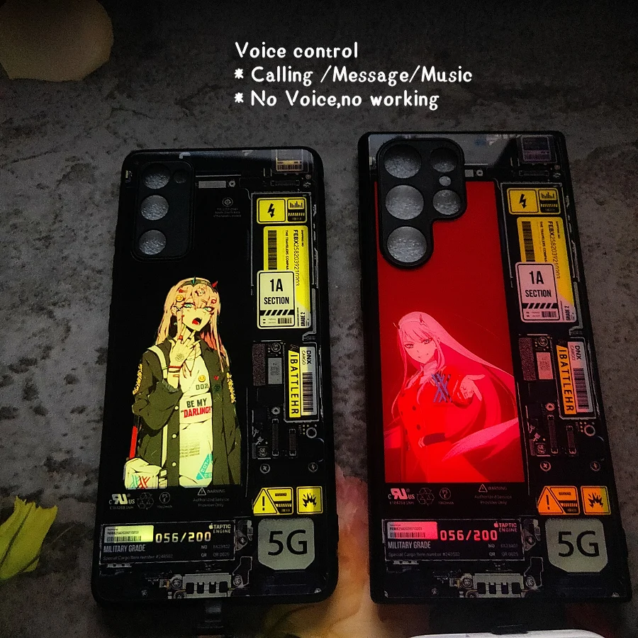 

Anime Girl Luminous Phone Cover Capa For Samsung Note 10 S21 FE S22 Ultra S23 S20 Plus A32 A53 A52 A73 Selfie Light LED Coques
