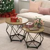Small Round Coffee Table Set of 2, Modern Coffee Table with Metal Frame, Living Room Table with Easy Assembly, Side End Table 1