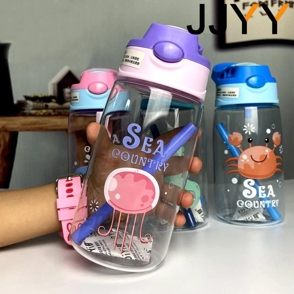 1PC Kids Water Sippy Cup Kids Water Bottle With Straw and Handle Portable Drinking Bottle Cup Children water bottle plastic cup