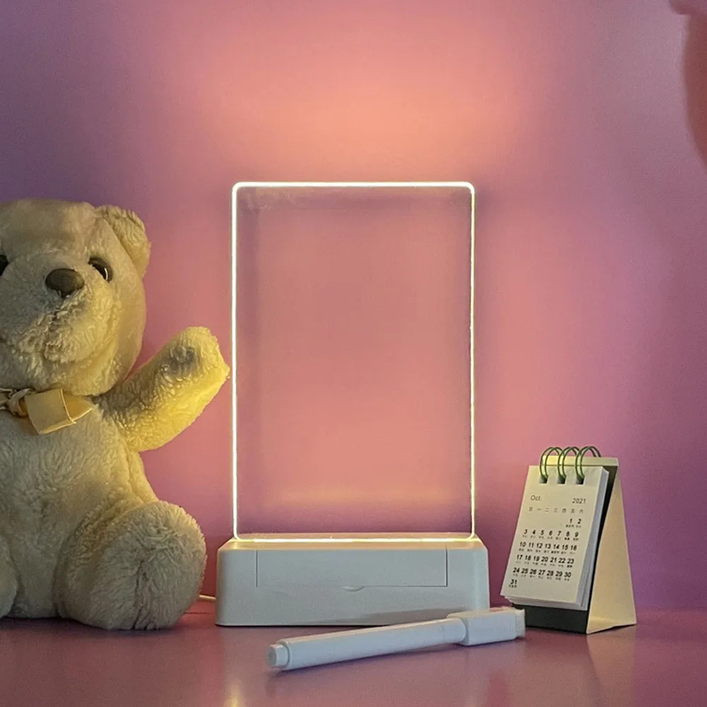 참고 보드 크리 에이 티브 Led 밤 빛 USB 메시지 보드 휴일 빛 어린이위한 펜 선물 여자 친구 장식 밤 램프