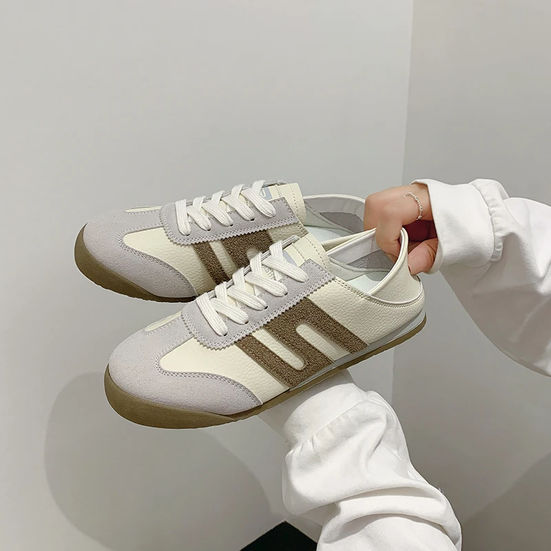 Aphixta 2024 Hot Sale Women Flat Shoes German Army Trainer Lace Up Round Toe Spring Autumn Casual Shoes Loafers Ladies Shoes