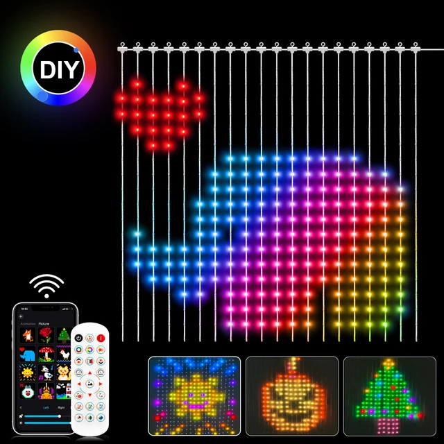 400 LED RGB Curtain Lights BT APP Smart Programmable USB 5V Fairy LED String For Window Bedroom Party Valentine's Day Birthday
