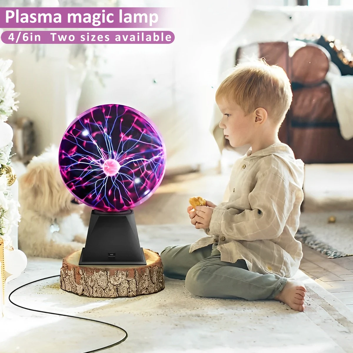 Plasma Ball Light 4/6inch Glass Plasma Ball Lamp Voice Control