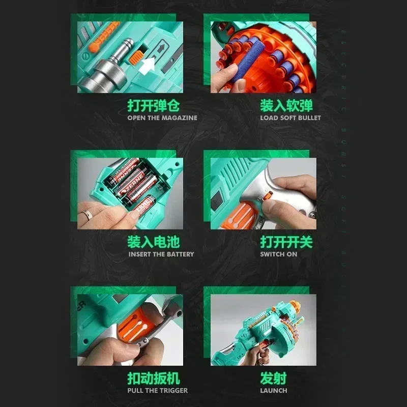 Toy Gun Automatic Electric Toy Foam Blasters & Guns with 40 Foam Bullets, 20-Dart Rotating Drum, Motorized Toys Guns for 6-12 6