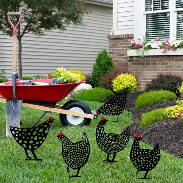 Fekete Csirke Kerti Tét Kreatív Kert Álló Szobor Akril Tyúk Kerítés