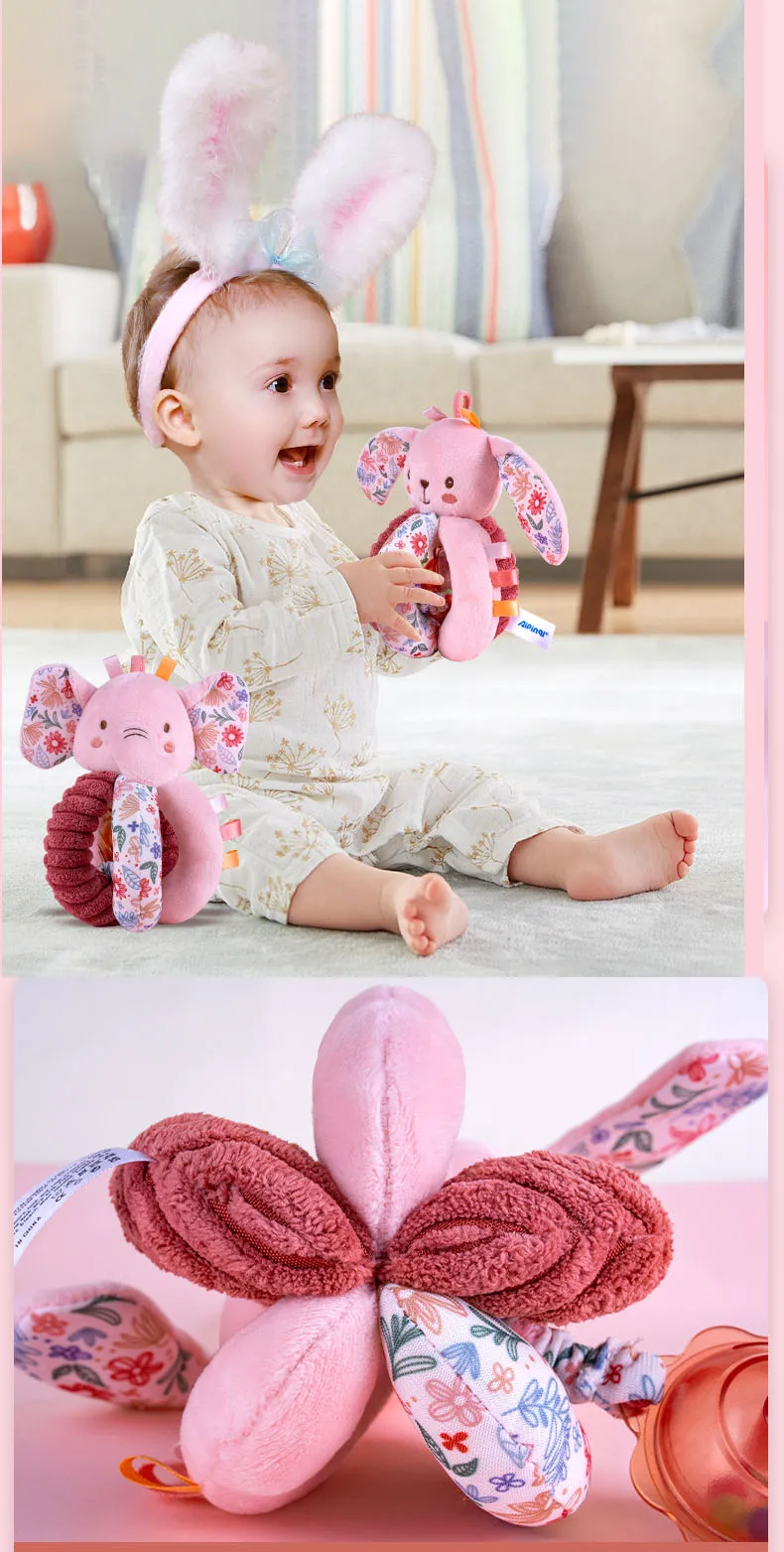 Baby Toys New Baby Animal Rattles Bed Stroller Bell girl Toys Newborn Grab Ability Training Dolls Educational Plush Infant Toy 0-12 Month
